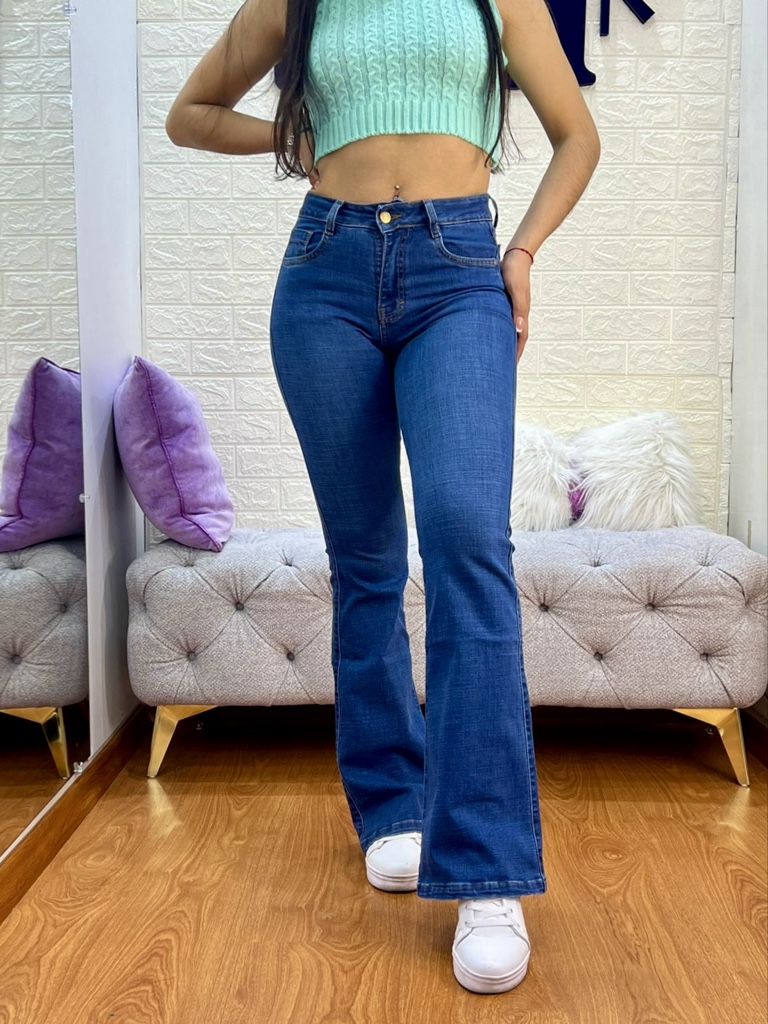 Jean Acampanado 1 botón Azul Medio