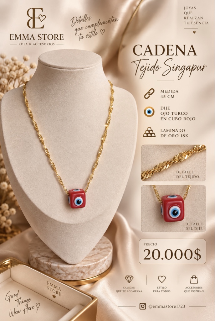 Cadena Tejido Singapur dorada ojo turco