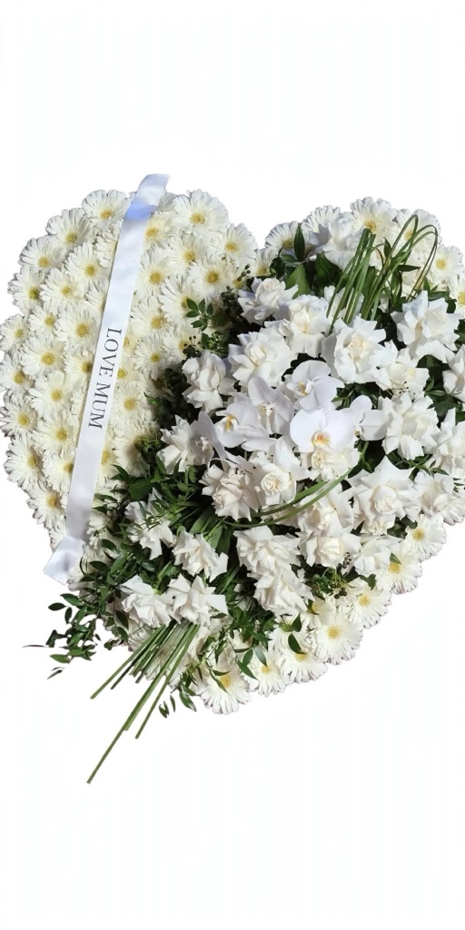 Corazón funerario blanco