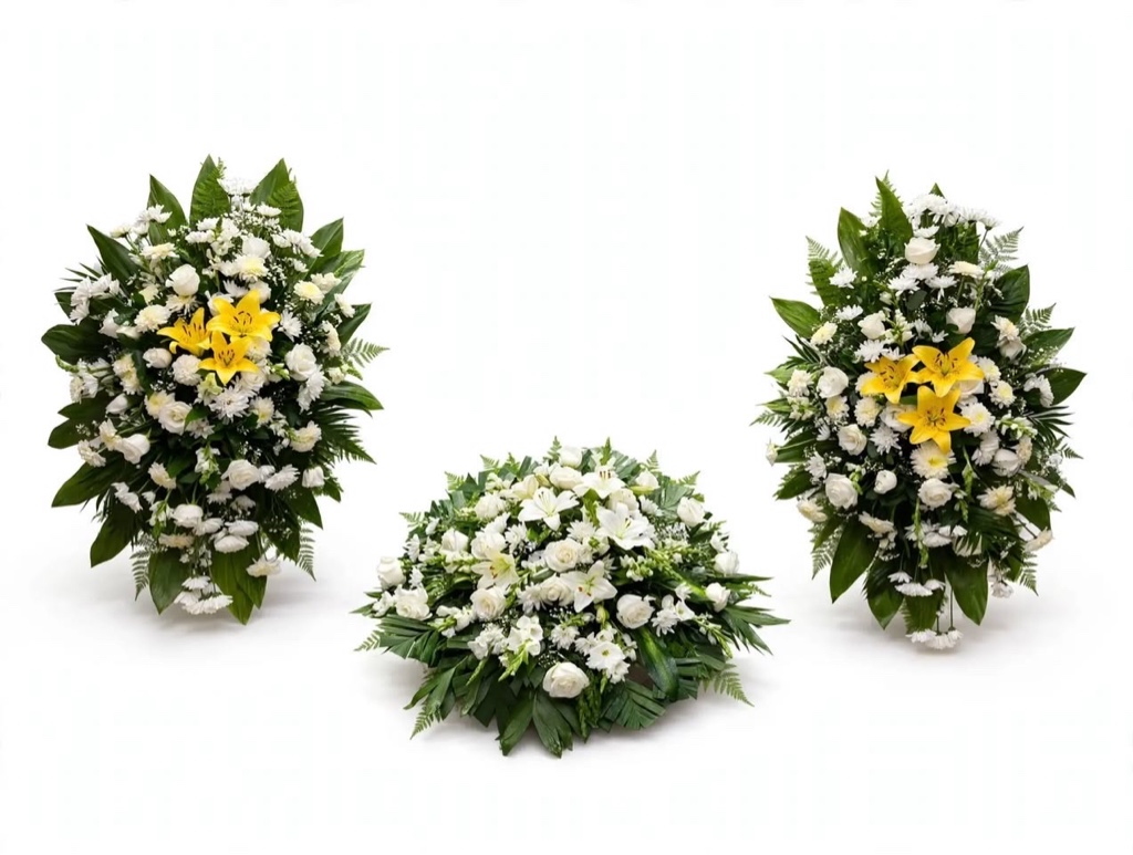Paquete de funeral cubre caja con 2 cascadas