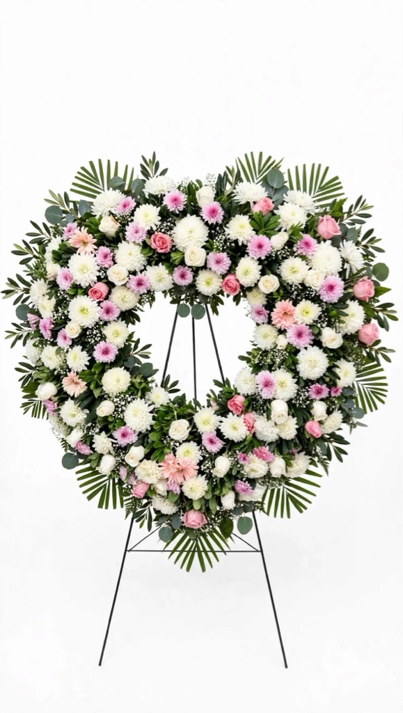Corona floral blanca y rosa