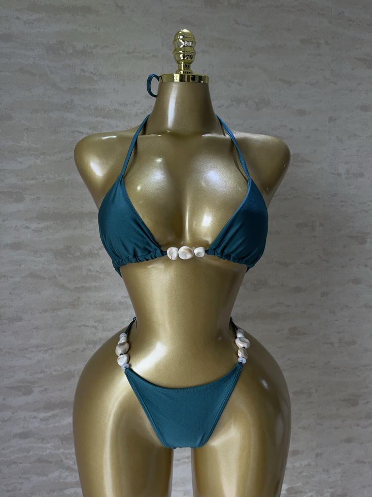 Bikini verde agua con perlas