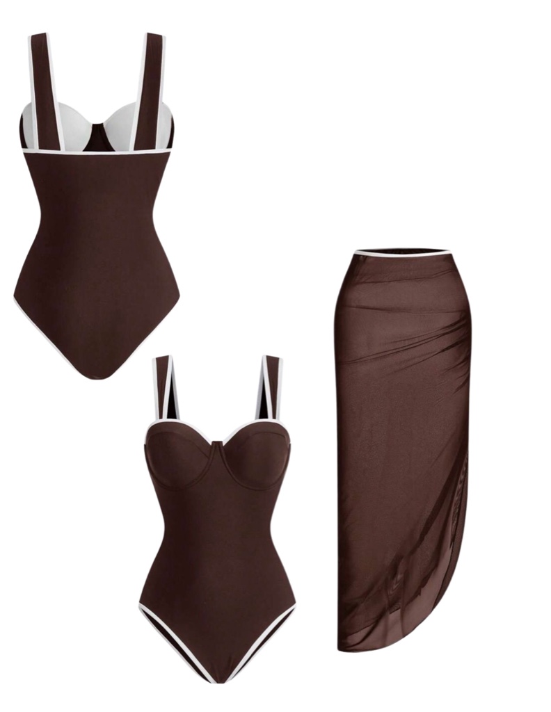 Conjunto bikini marron push shop