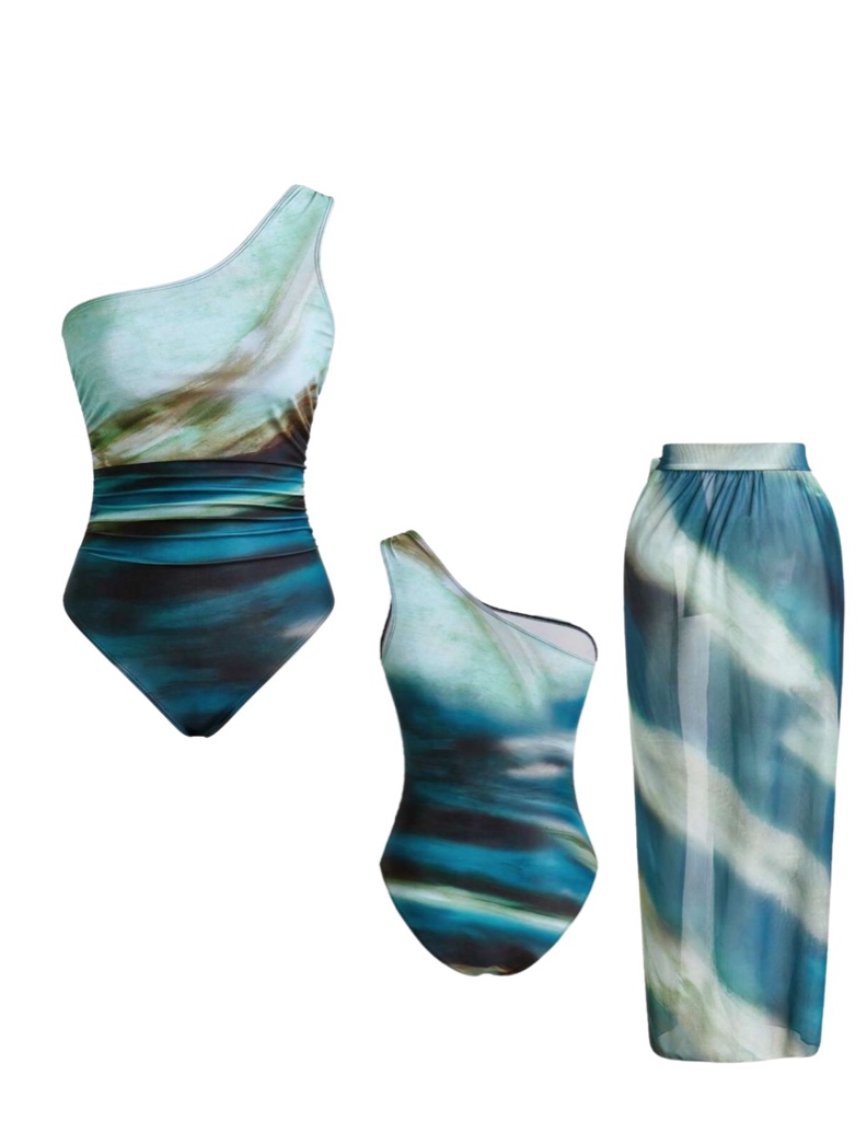 Traje de baño estampado azul