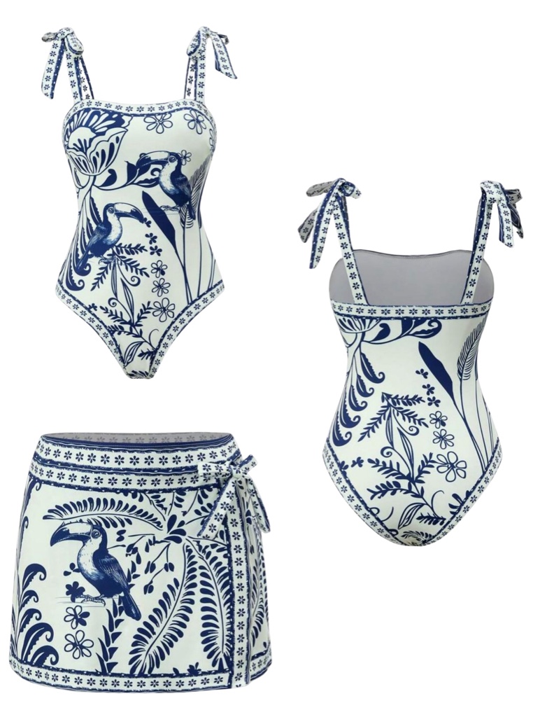Bañador azul estampado set 2 piezas