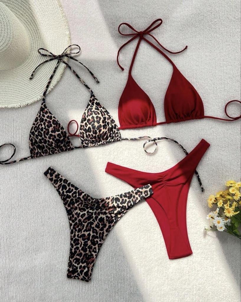 Bikini rojo y leopardo set de 2