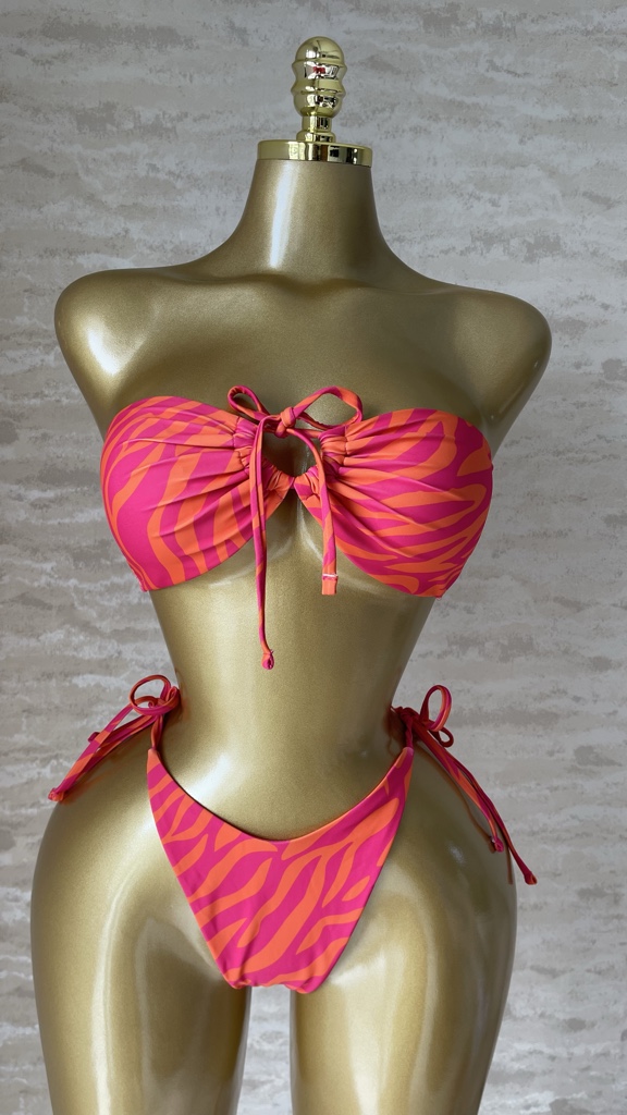 Bikini rosado estampado