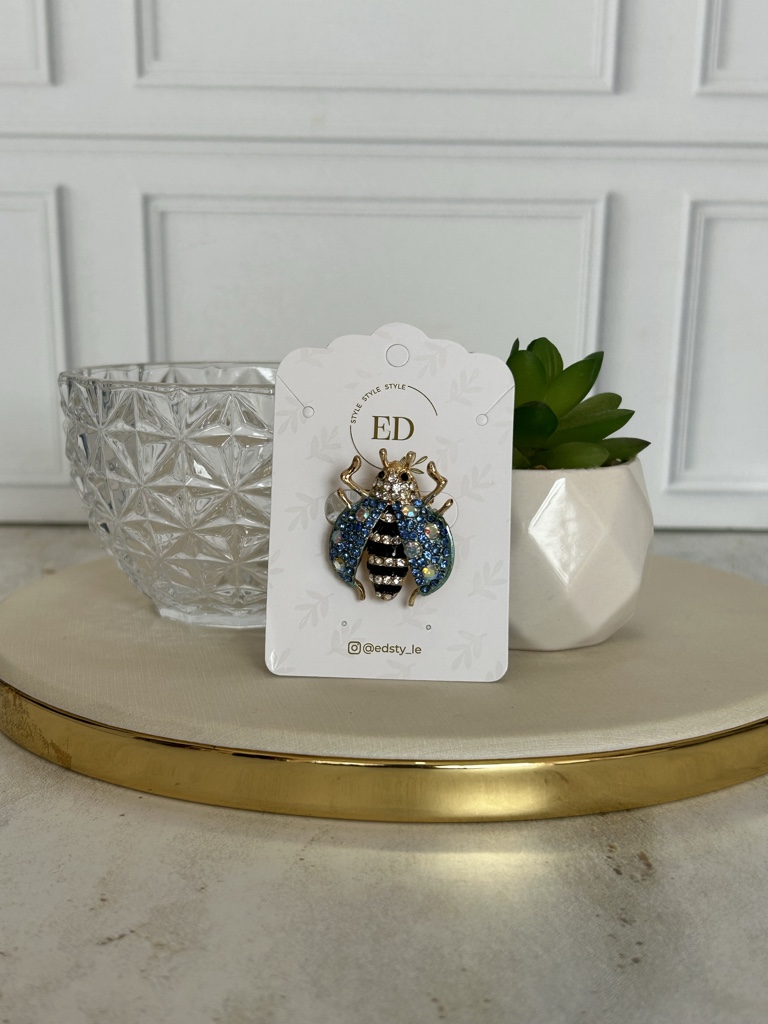 ED broche abeja azul