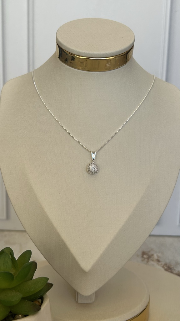 Collar plata círculo zircônia