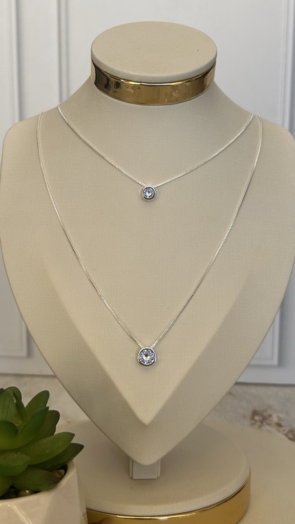 Collar doble punto luz plata