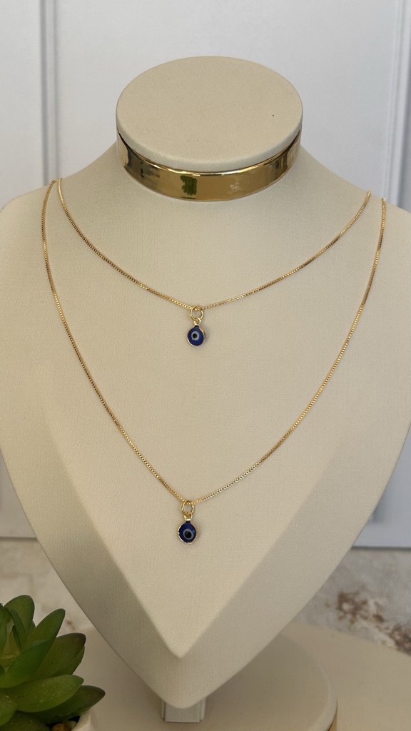 Collar doble ojo turco dorado