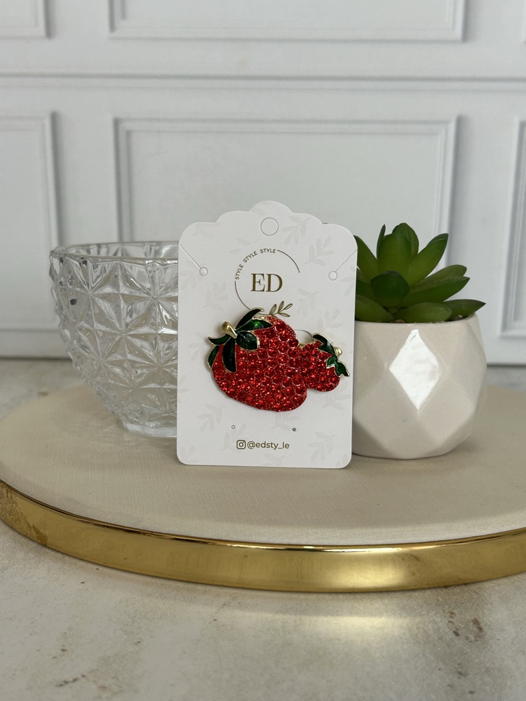 ED broche dos frutilla rojo