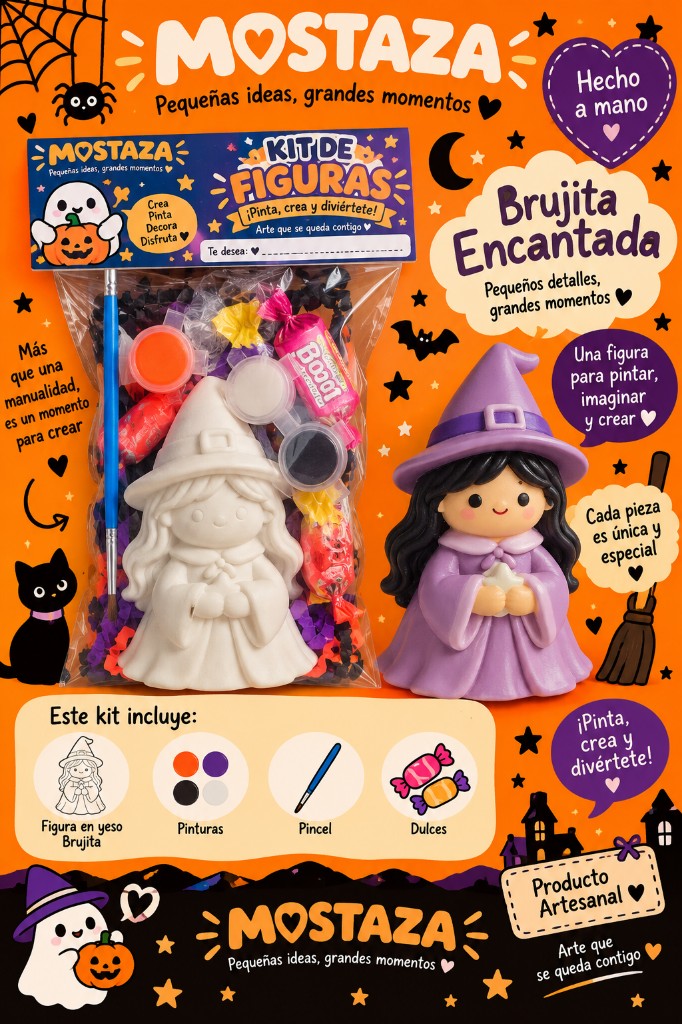 Kit figurita yeso brujita