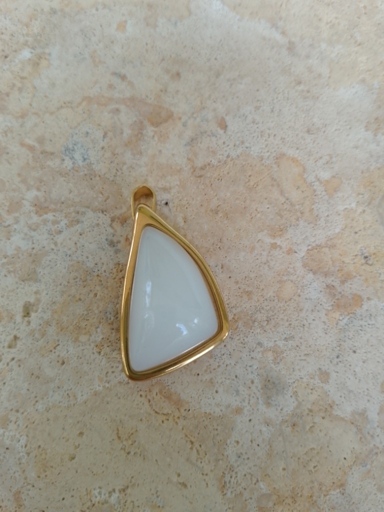 Basic White Glass Charm with Stainless Steel Frame