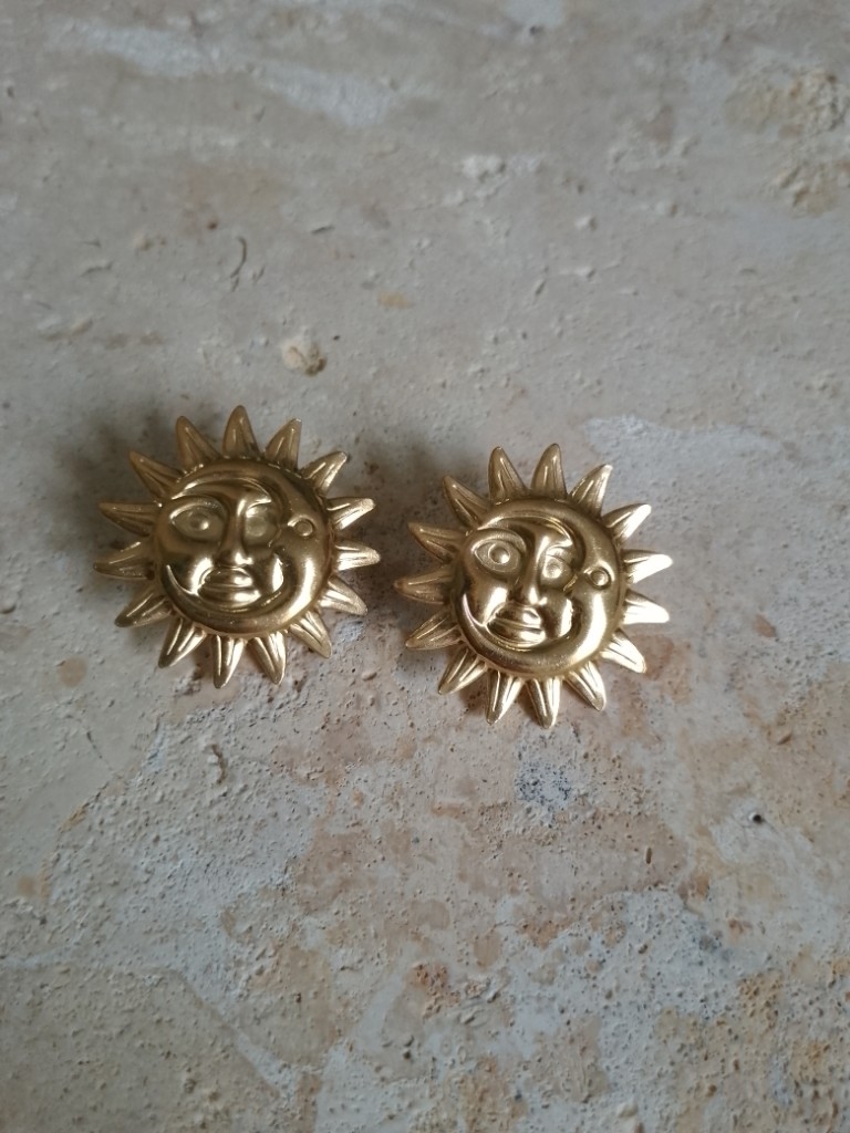 Gold Sun Stud Earrings |Stainless Steel