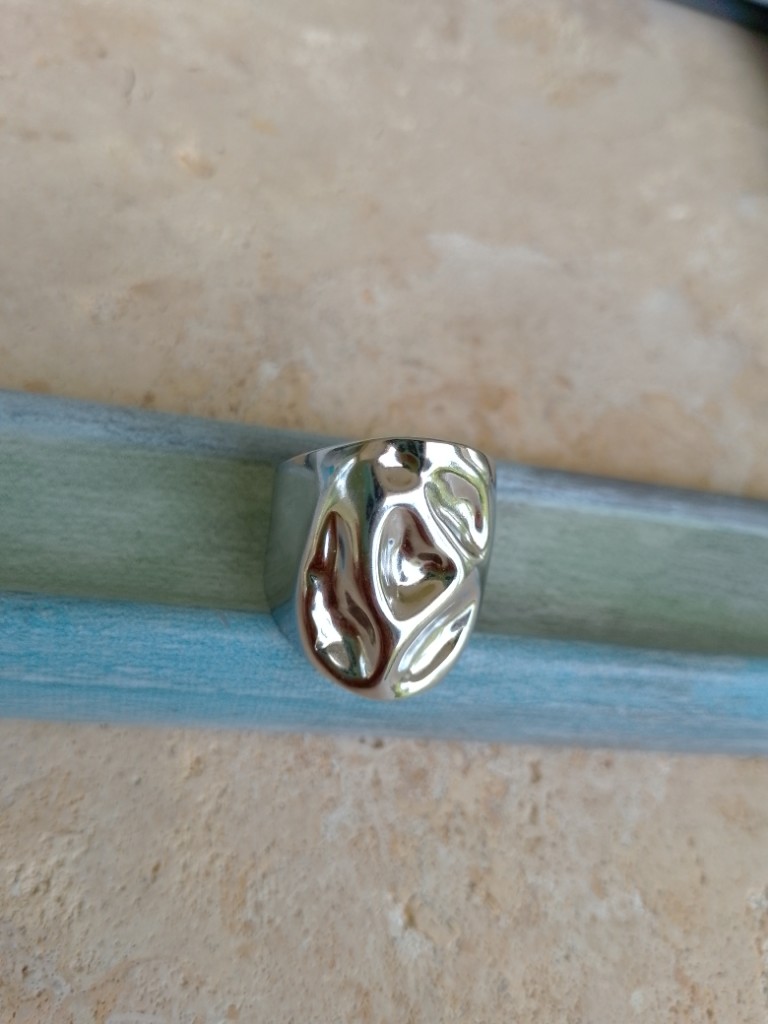 Silver Textured Ring Adjustable |Stainless Steel
