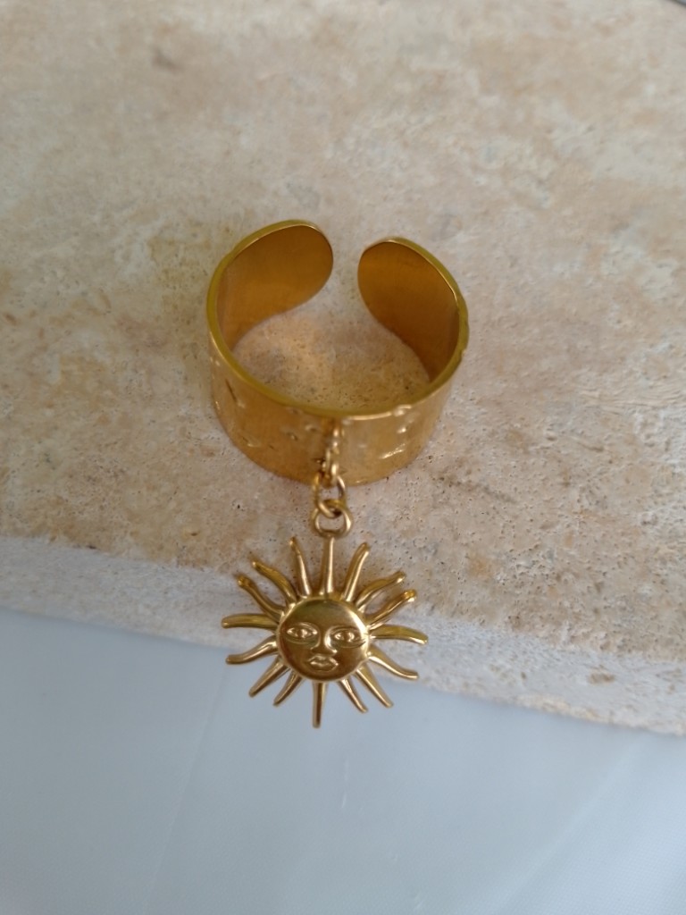 Stainless Steel Sun Charm Ring