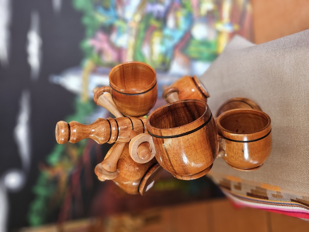 Juego tazas madera