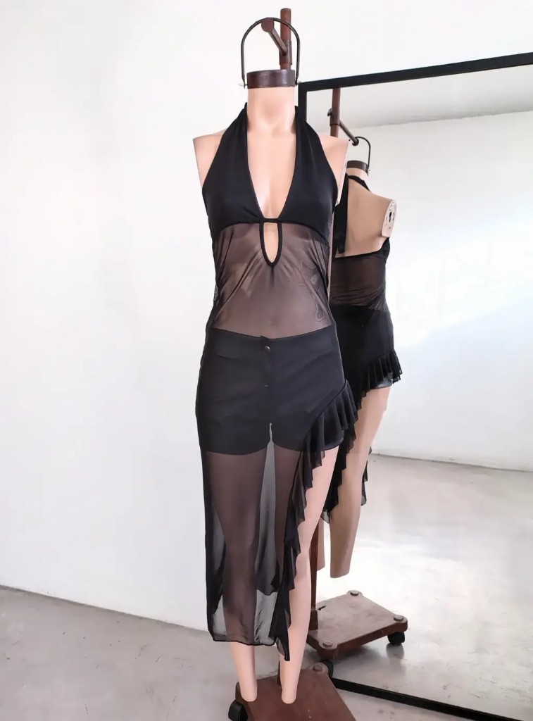 Vestido Tul Volado Largo