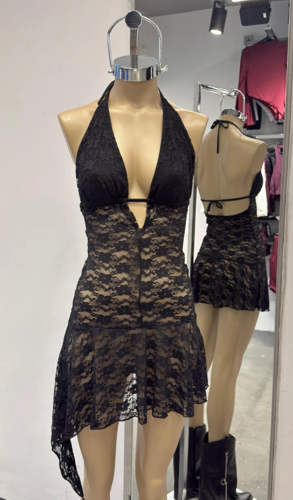 Vestido encaje flor pico blanco