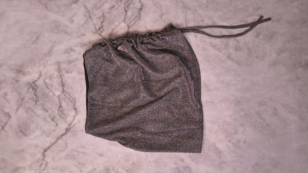 Pollera glitter frunce plateado