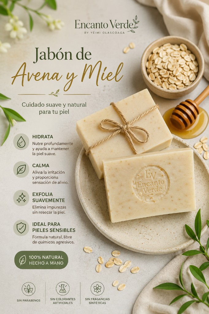 Jabón artesanal avena y miel