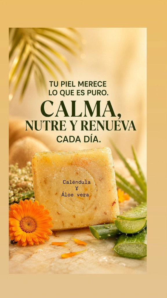 Jabón artesanal de caléndula y áloe