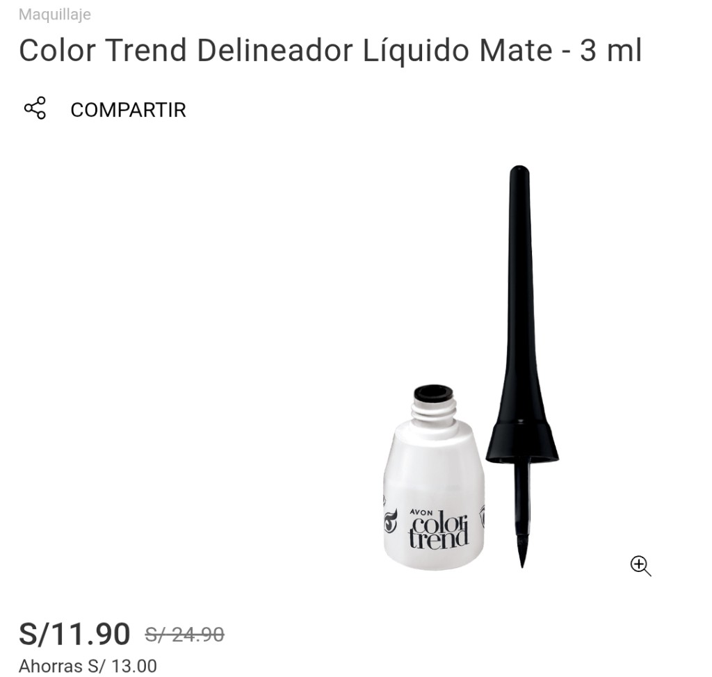 Color Trend Delineador Líquido negro Mate - 3 ml- Avon
