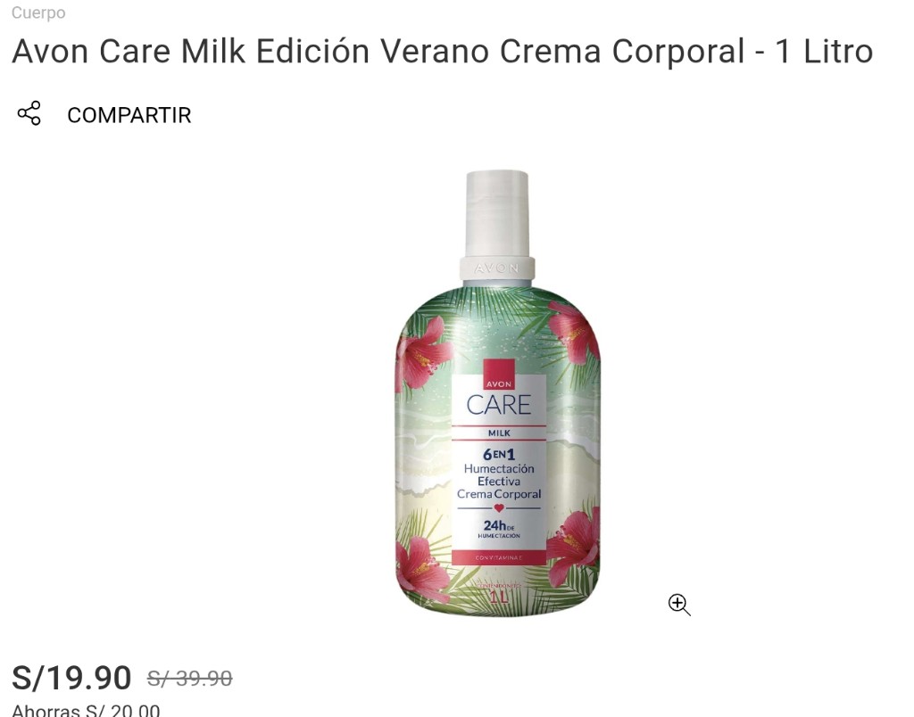 Avon Care Milk Edición Verano Crema Corporal - 1 Litro