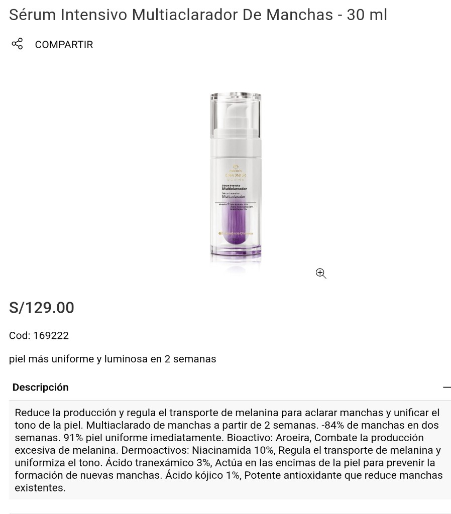 Sérum intensivo multiaclarador -Natura