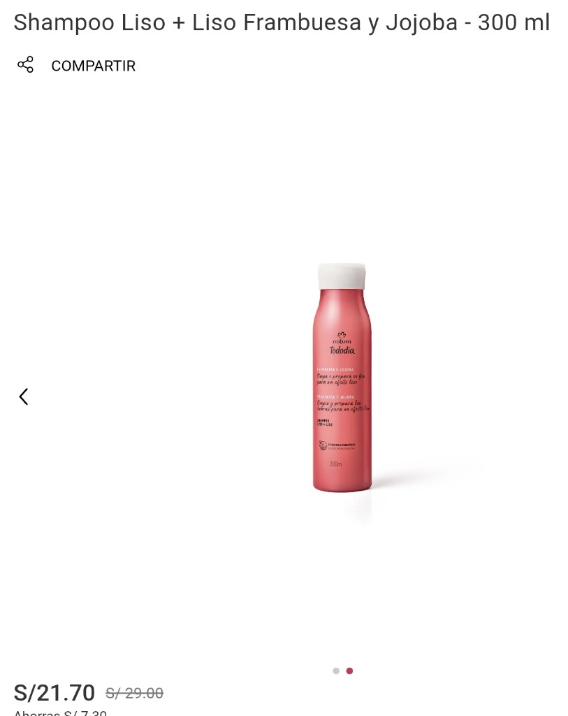 Shampoo Liso + Liso Frambuesa y Jojoba - 300 ml-Natura