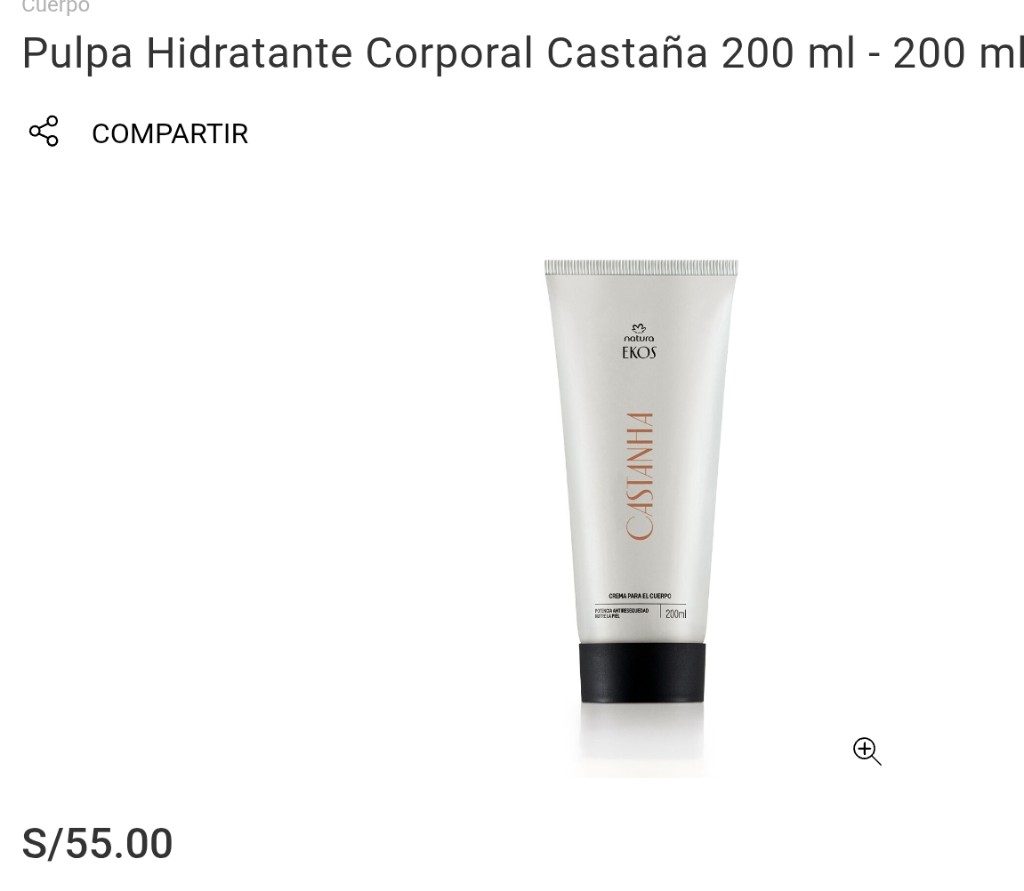 Pulpa Hidratante Corporal Castaña 200 ml .