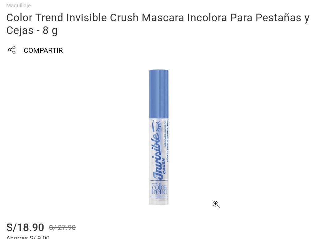 Color Trend Invisible Crush Mascara Incolora Para Pestañas y Cejas - 8 g- Avon