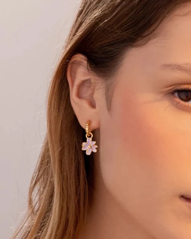 Aretes 2 En 1 Flor - Gold