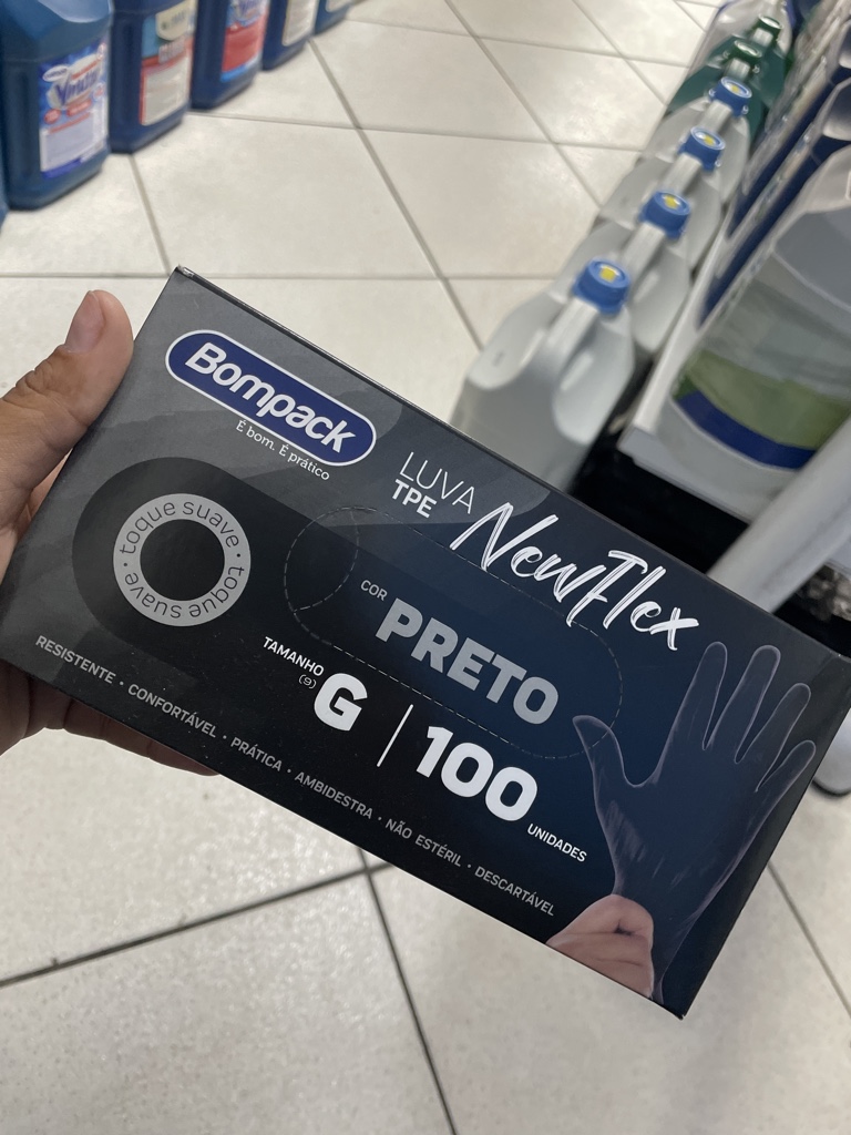 Luva de latex Preta BomPack - G