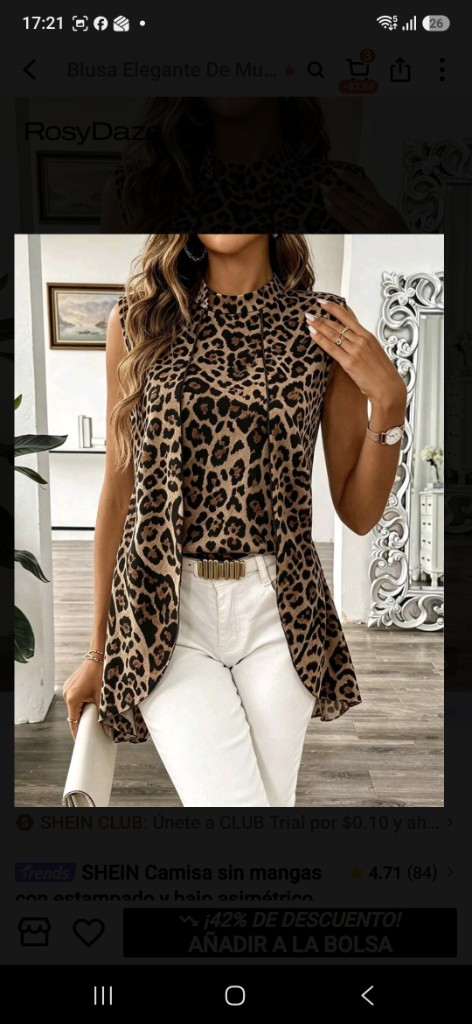 Blusa sin mangas estampado leopardo
