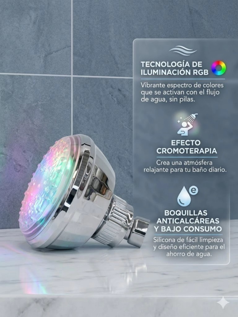 CABEZAL DE DUCHA CON LUZ RGB