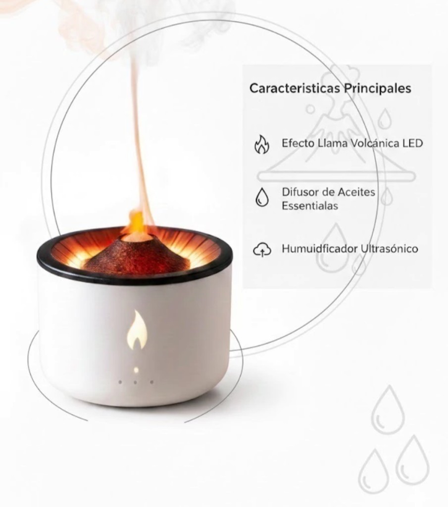 HUMIDIFICADOR ERUPCION VOLCAN C/ CONTROL REMOTO