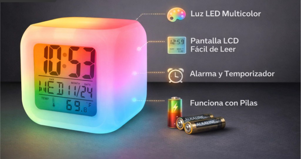 RELOJ DESPERTADOR EN FORMA DE CUBO