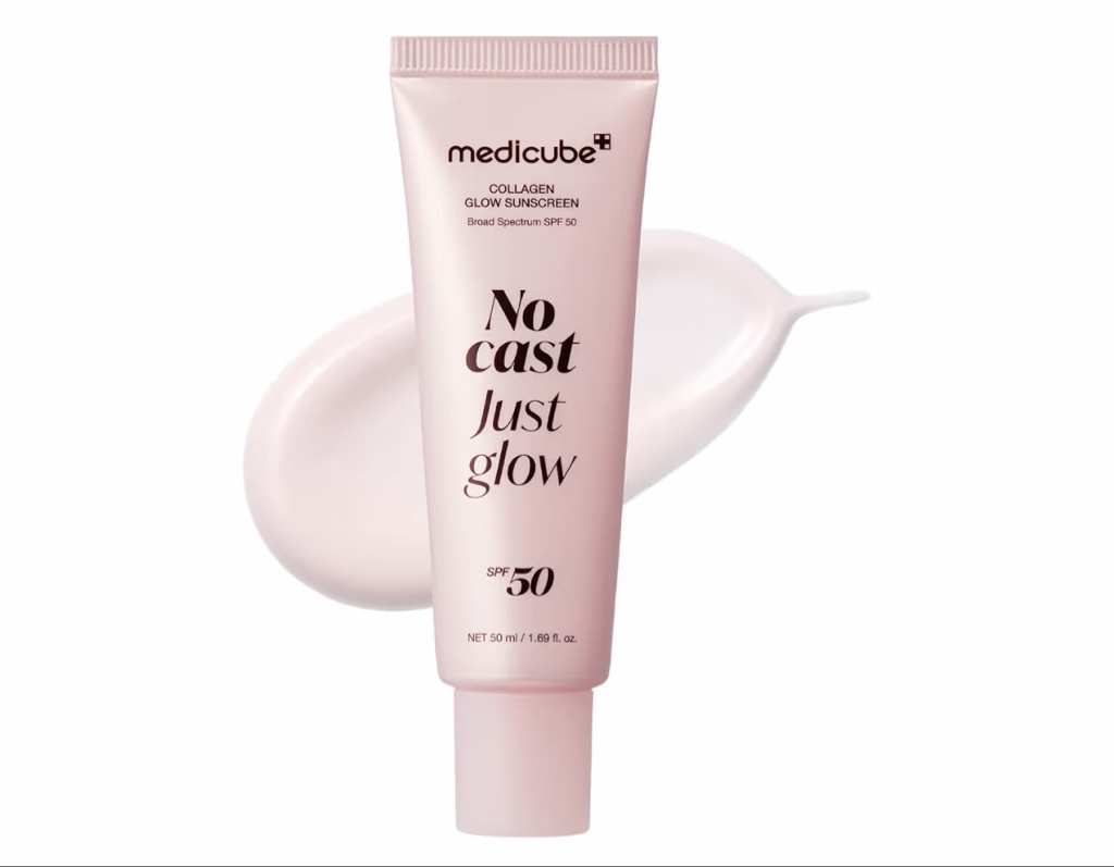 medicube No Cast Just Glow - Protector Solar de Colágeno | Protector Solar Facial de Amplio Espectro SPF 50