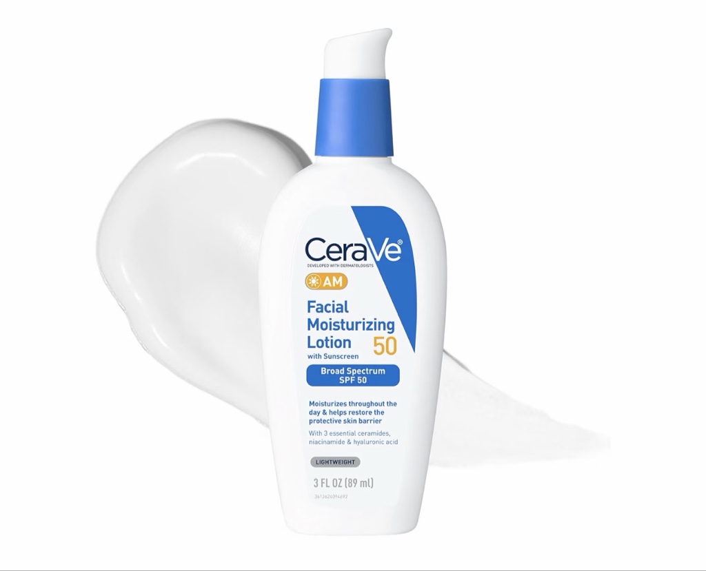 CeraVe AM Loción hidratante facial SPF 50, hidratante facial con SPF, 3 onzas
