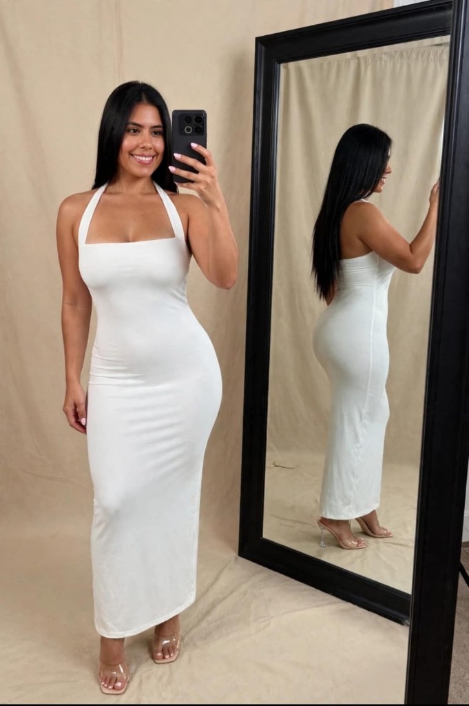 Vestido blanco halter largo
