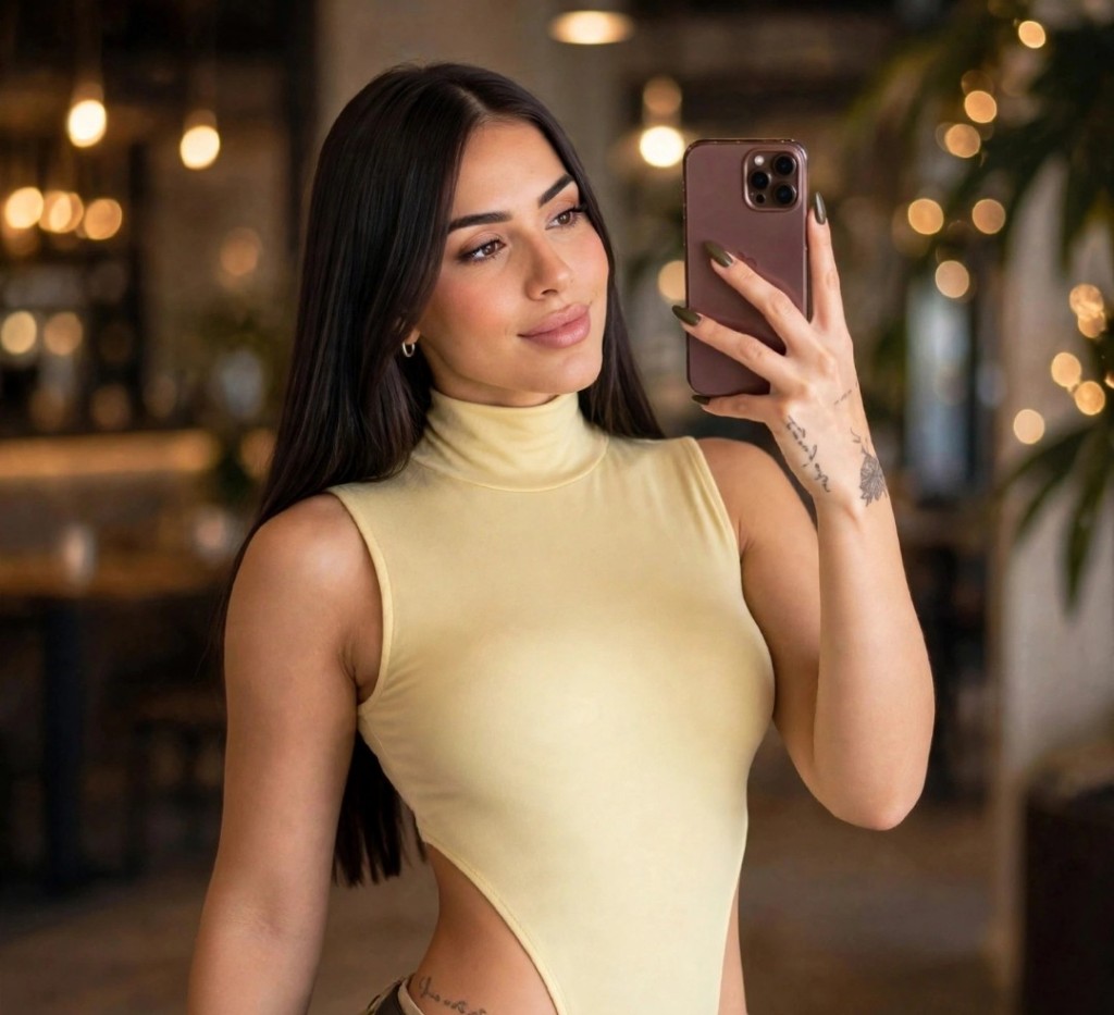 Bodysuit beige cuello alto