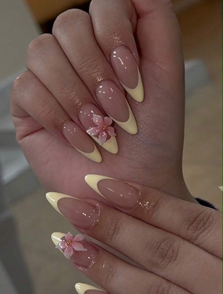 Uñas Press On Nude Florales