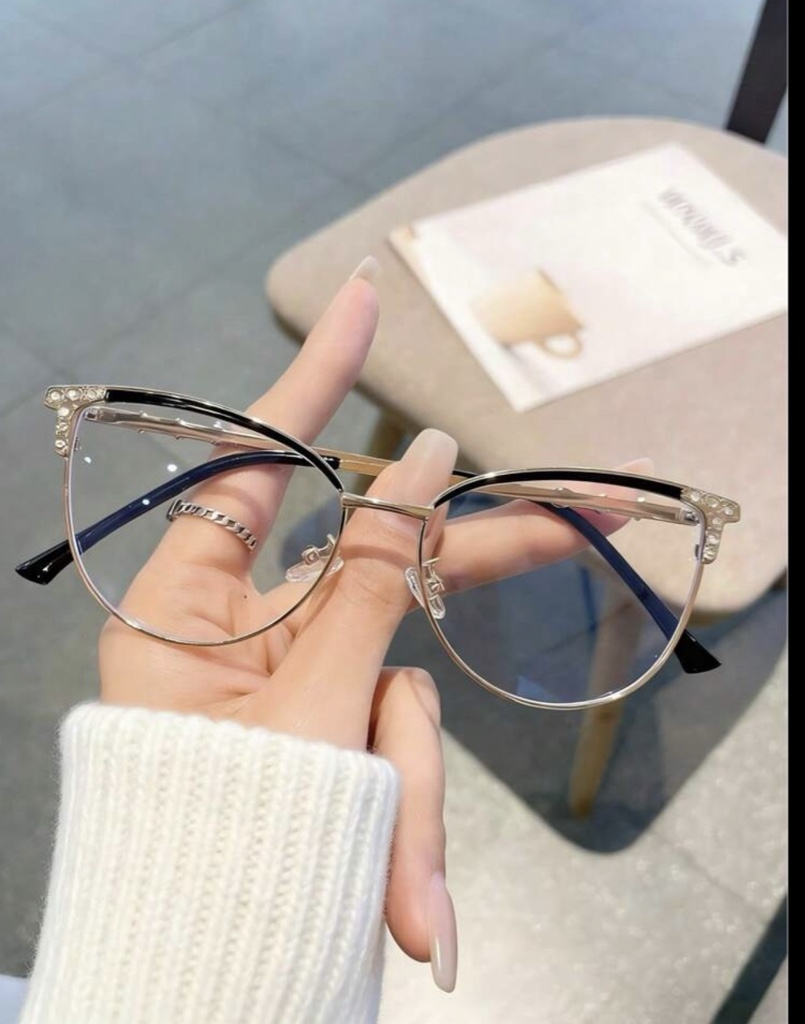 Lentes dorados estilo gato Blue Light