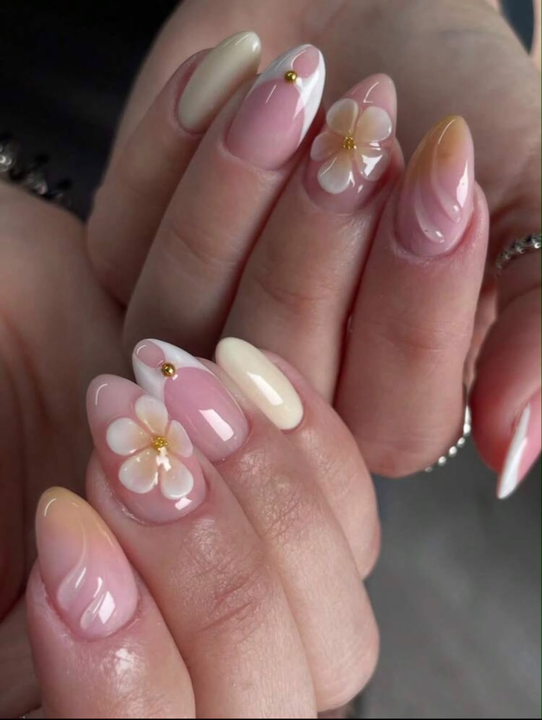 Uñas Press On Rosa Nude Flor