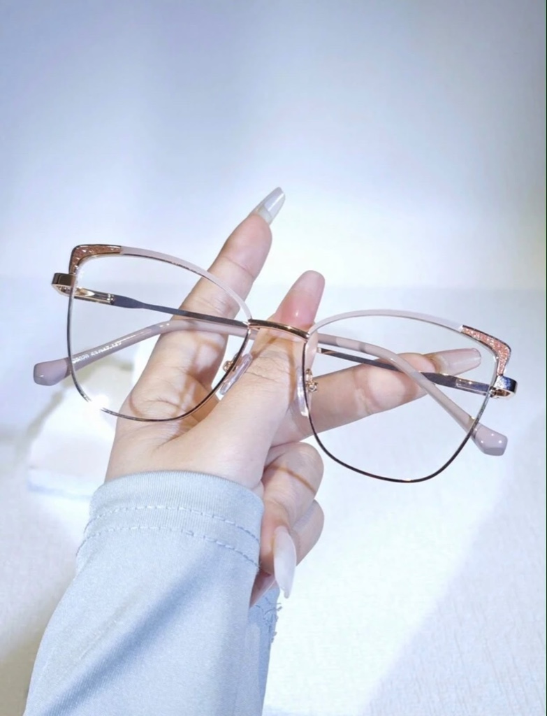 Lentes Rosa Dorado Estilo Cat Eye