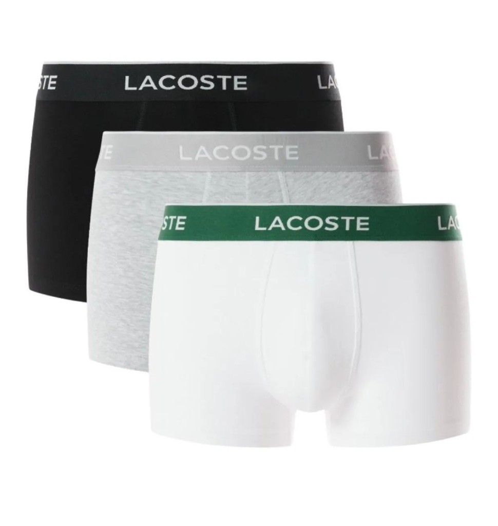 Boxers Lacoste Negro Blanco Gris Vigore 3 Unidades