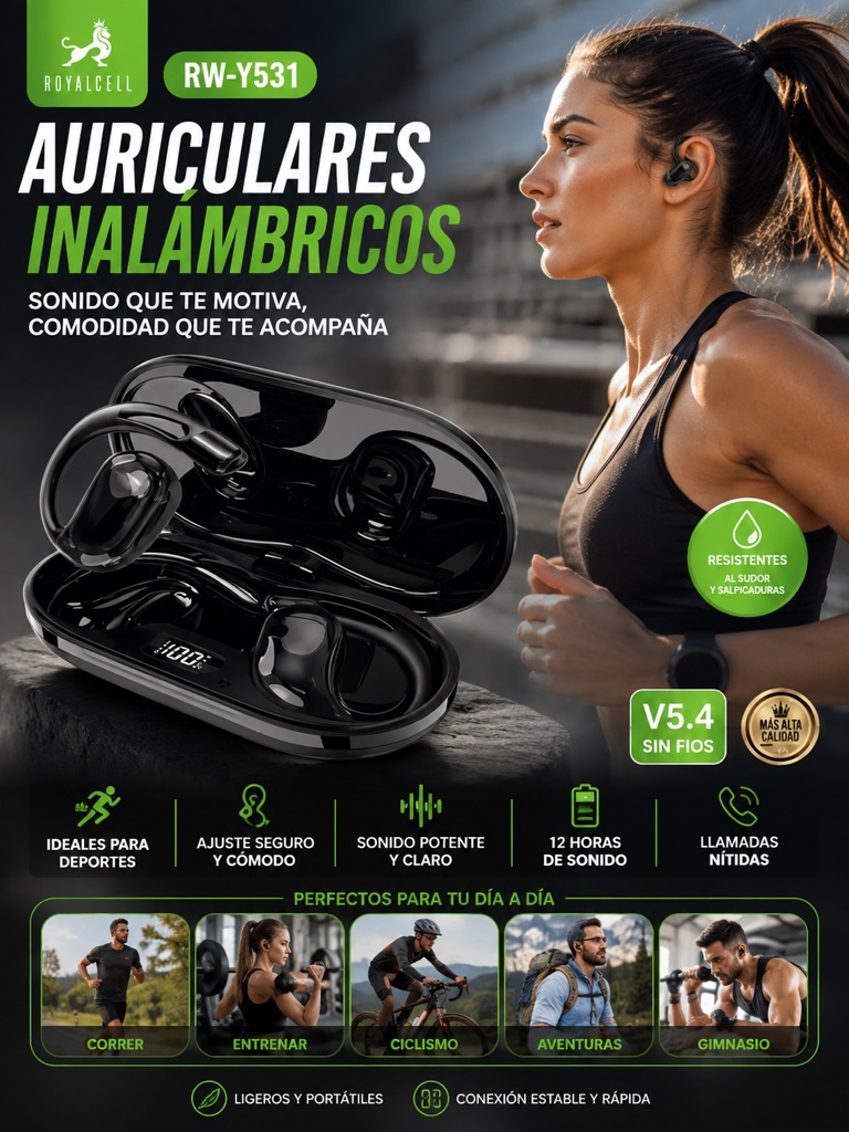 Royalcell auriculares inalambricos negros