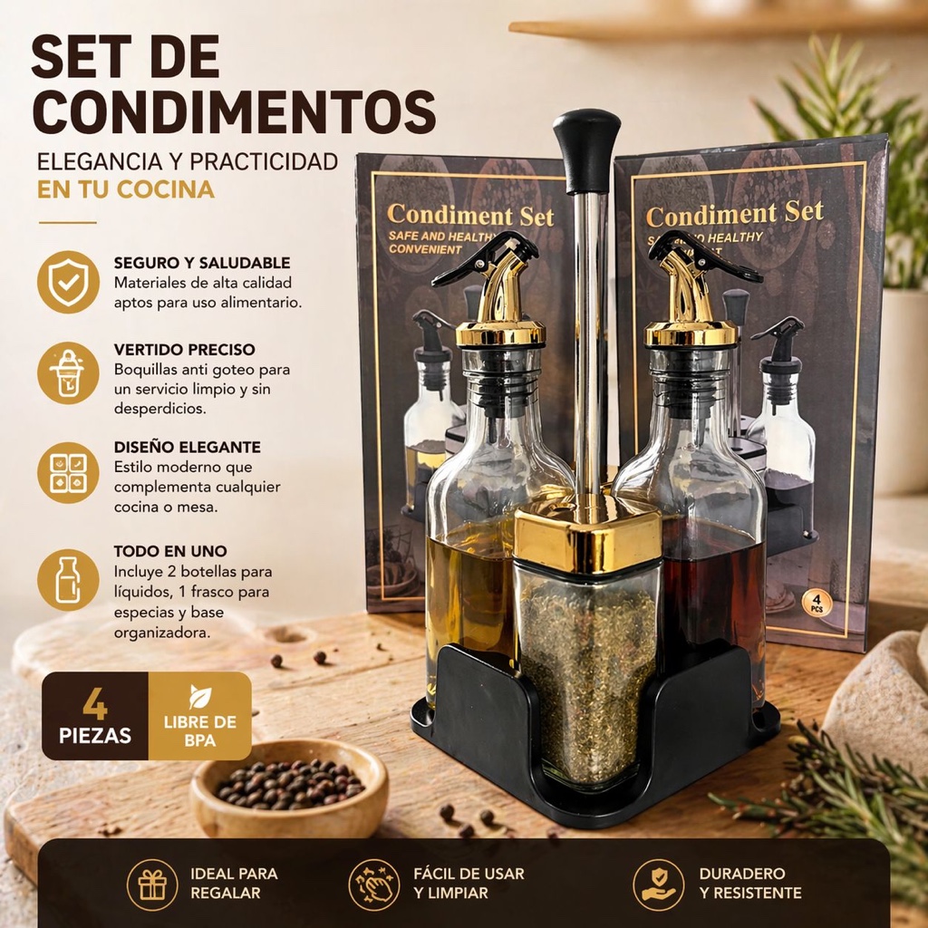 Set de condimentos 4 piezas